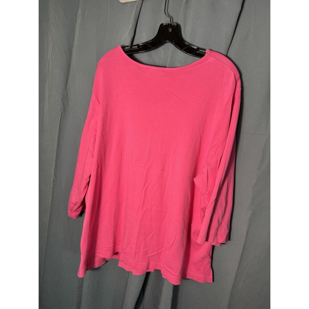 Quacker Factory Pink ugly Christmas Tree Top Women’s XL Rhinestone Holiday Shirt - Picture 4 of 4